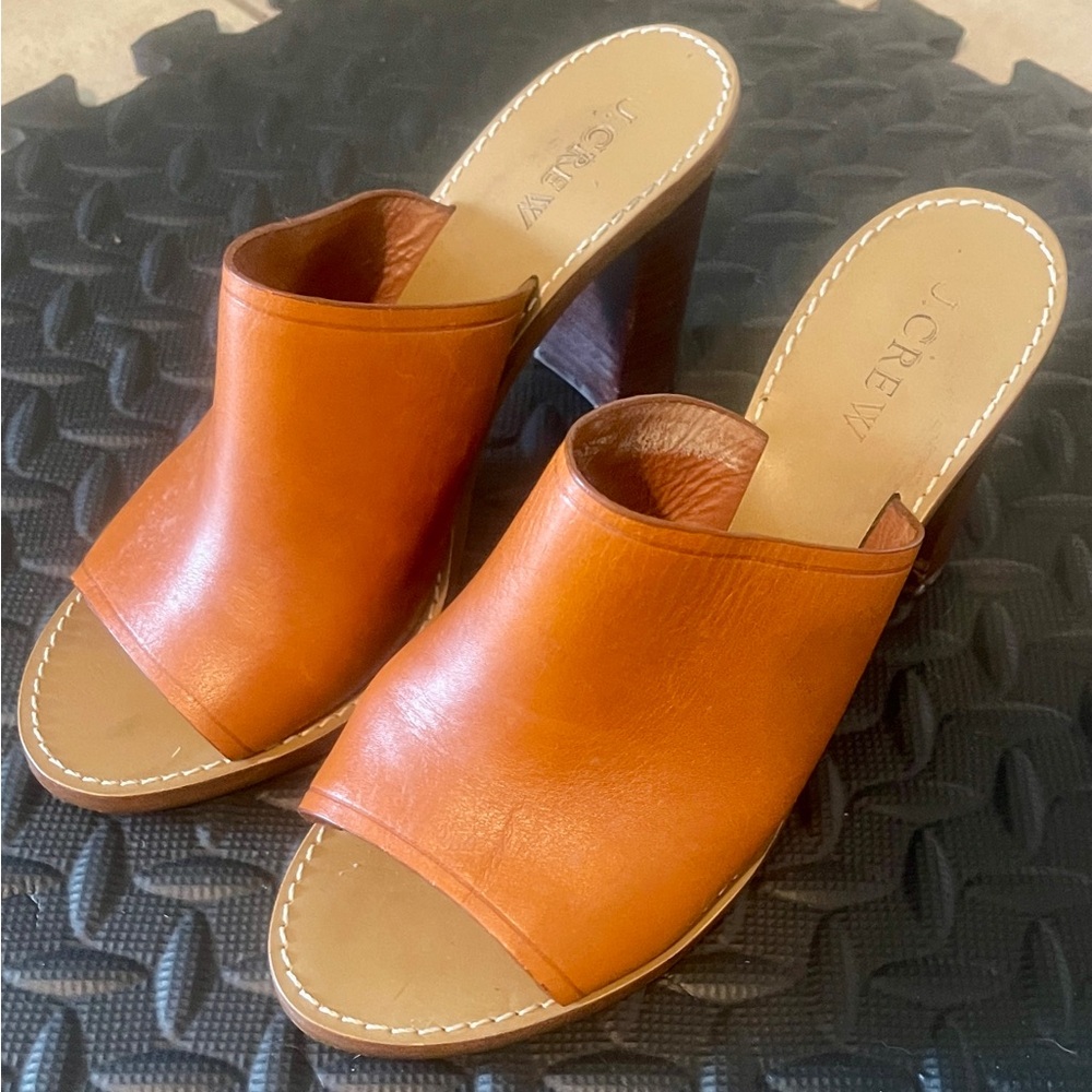 J. Crew Women's Brown Leather Mules